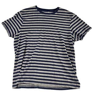 men's L blue and gray stripe J.Crew Mercantile Henley excellent condition